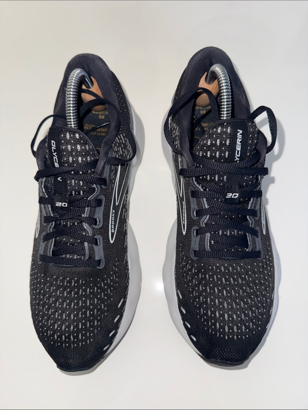 Brooks Glycerin 20 Shoes Womens 9.5B Black White Mesh Lace Up Comfort Sneakers